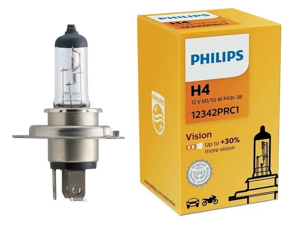 Лампа H4 12V 60/55W +30% яркости PREMIUM PHILIPS 12342PRC1