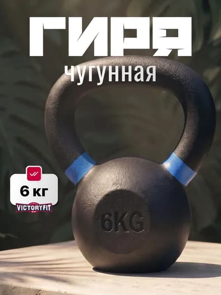 Гиря чугунная с цветным кольцом 6 кг