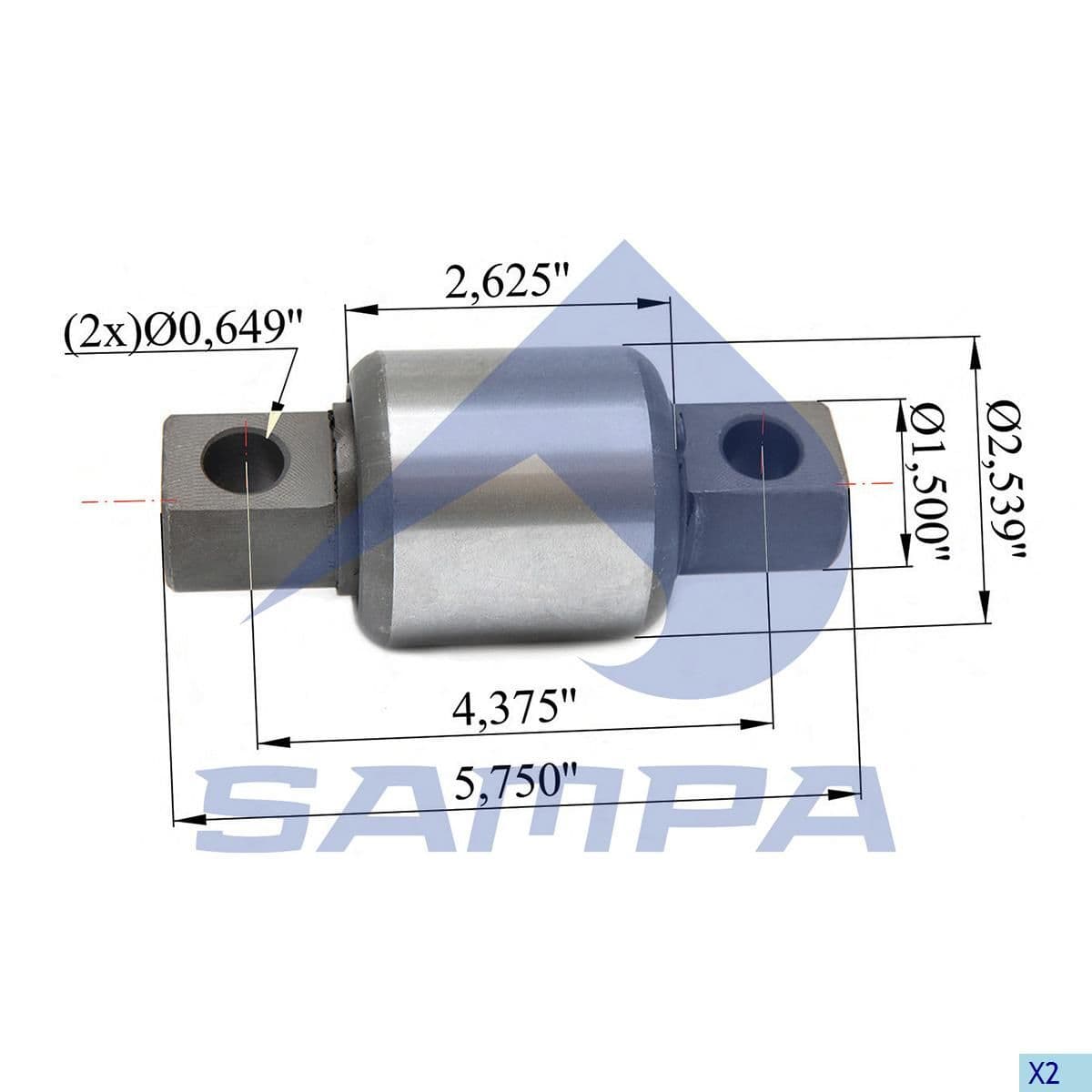 Сайлентблок задней полурессоры Volvo FH/VNL 500.699 SAMPA