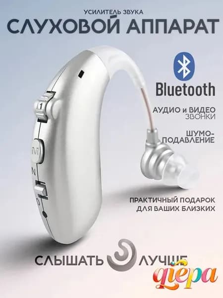 Цифровой усилитель слуха на аккумуляторе с функцией BLUETOOTH, заушный цифровой усилитель слуха для пожилых с зарядкой TYPE-C
