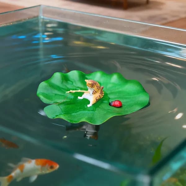 кот рыбак аквариум украшение,1 шт