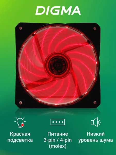 Кулер Digma DFAN-LED-RED 120мм красный