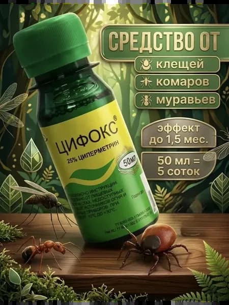 Цифокс Циперметрин от клещей на участке 50 мл