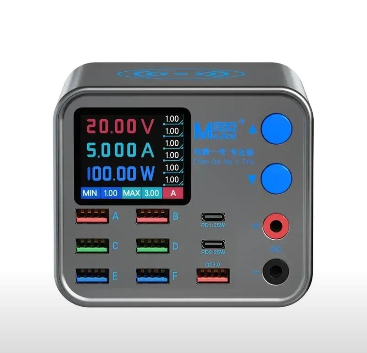 Зарядная станция MaAnt DianBa No.1 Pro (200W, 9 портов, 6USB/USB-QC/2Type-C-PD, Qi 10W, LCD)