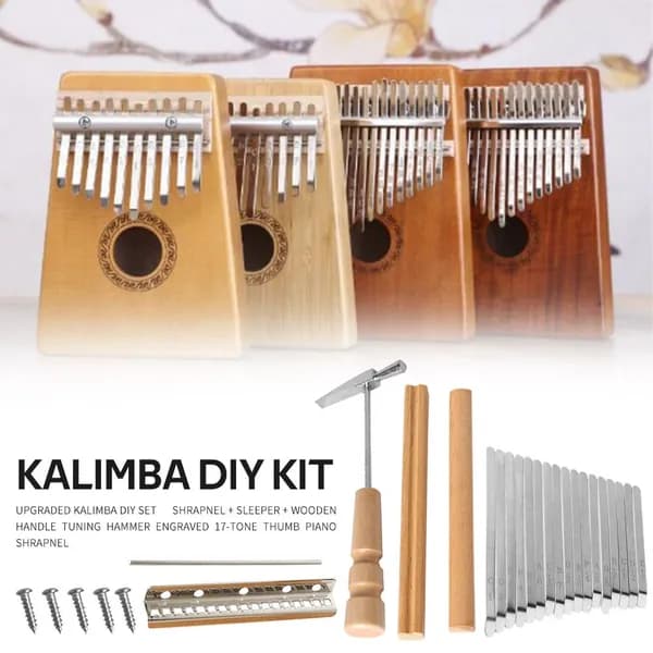 Калимба DIY-набор с 17 звуками, стальные пластины, деревянные подставки и деревянный настройщик