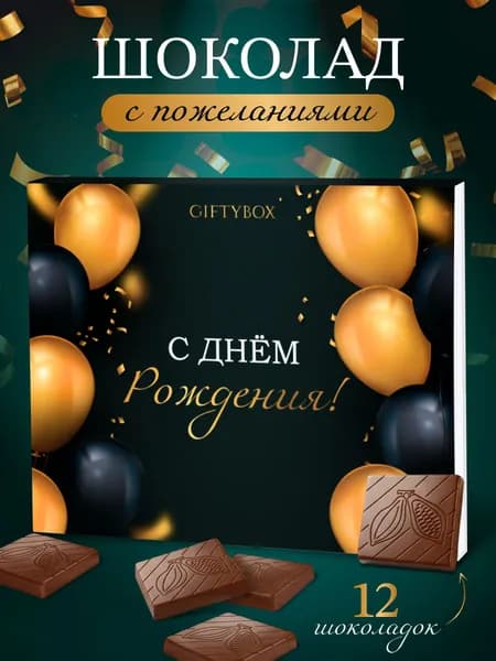 Подарочный набор шоколада "С Днем рождения!" подарок на день рождения подруге, девушке или парню любимому