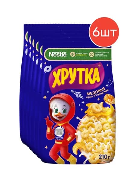Готовый завтрак "Хрутка" медовый, обогащенный кальцием 210 г 6 шт