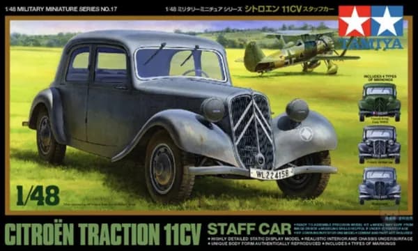 TAMIYA 32517 1/48 Комплект моделей автомобилей TRACTION 11CV STAFF
