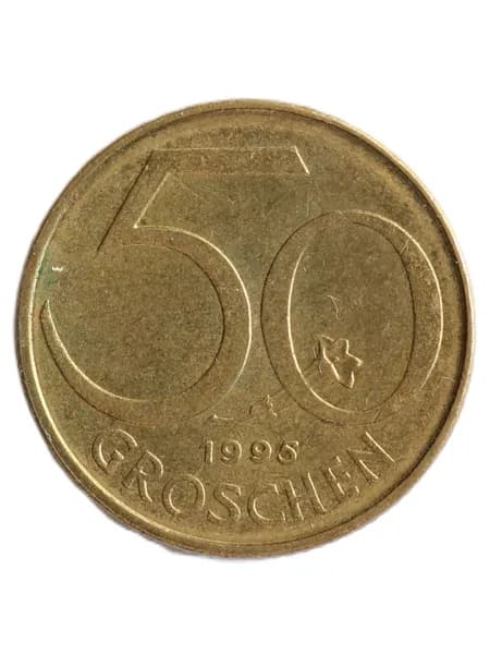 Подлинная монета 50 грошей Австрии 1995 года