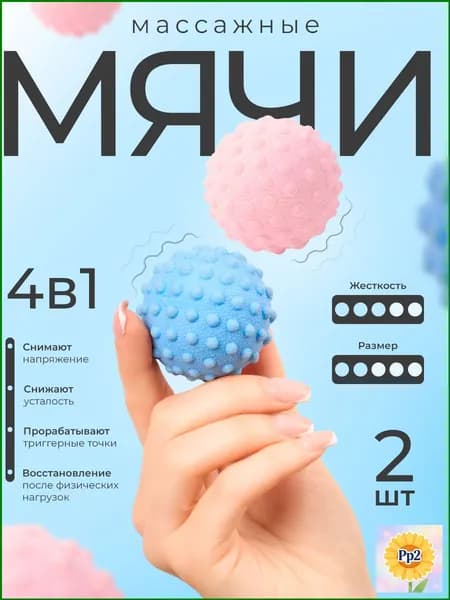 Качественный набор миофасциальных мячей, 5 см, голубой и розовый