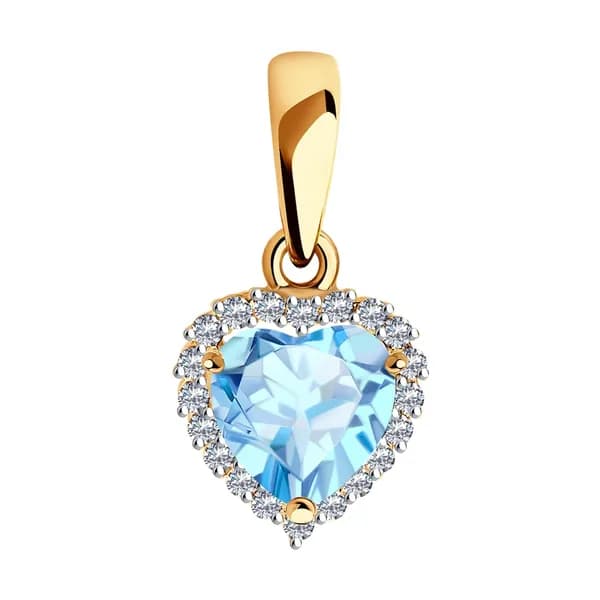 Золотая подвеска DIAMANT-ONLINE с топазом и фианитом 585 пробы
