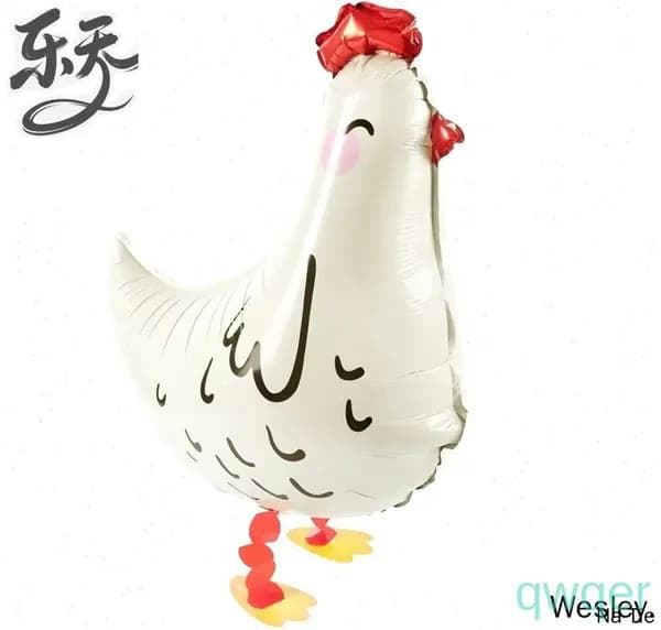 Шар 3D (23''/58 см) Ходячая Фигура, Курица, Белый, 1 шт.