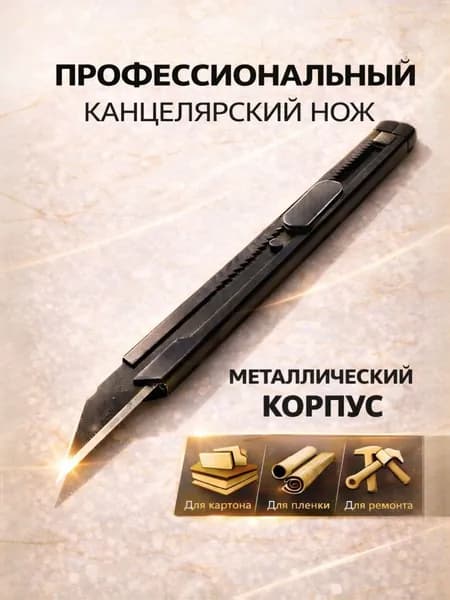 Канцелярский нож металлический профессиональный, нож строительный для картона и упаковки, нож со сменным лезвием