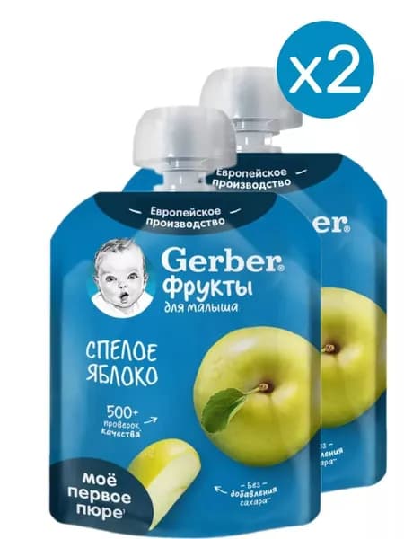 Фруктовое детское пюре Gerber спелое яблоко с 4 месяцев 90 г 2 шт