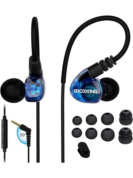 Наушники проводные с микрофоном 3.5MM Синий / подходят для бега, пробежек и тренировок в спортзале / для телефона, смартфона, плеера, компьютера