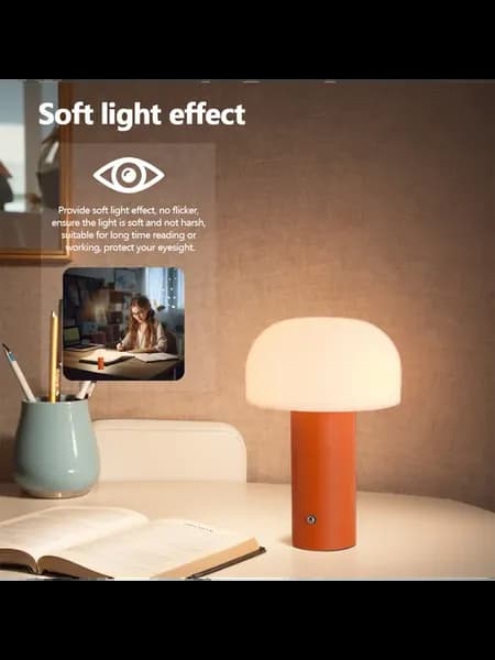 LED гриб лампа для стола 3 цвета димм, сенсор, USB