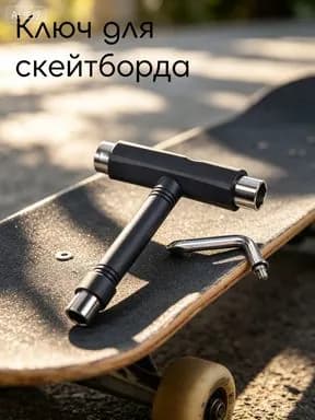Ключ для скейтборда 5 в 1 / Т-образный ключ с крестовой и шестигранной отверткой