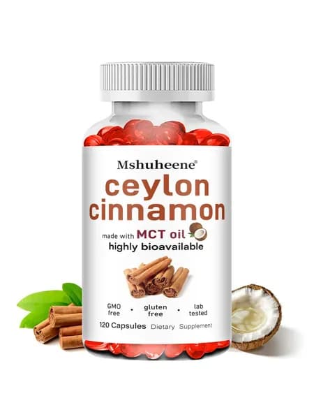 Капсулы с цейлонской корицей (содержащие масло MCT) способствуют метаболизму и общему оздоровлению, 60/120 капсул.