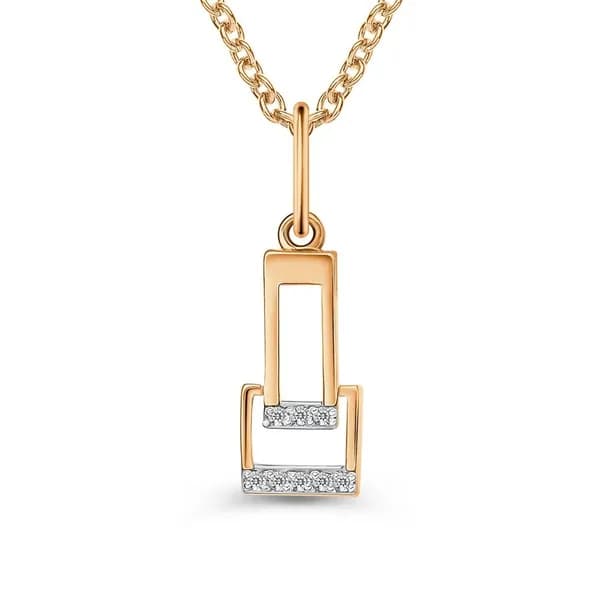 Подвеска на шею с фианитами из красного золота 375 пробы 585GOLD