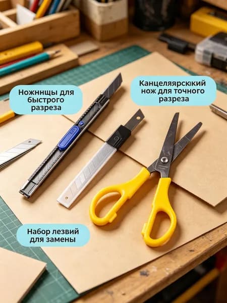 Набор канцелярских ножниц и универсальных ножей с лезвиями, 3 предметами