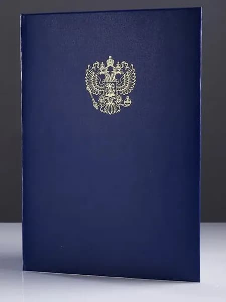 Папка адресная с гербом РФ, цвет синий, 210 х 297 мм
