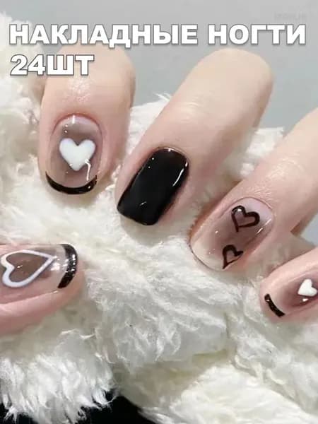 Накладные ногти 24 шт с клеем, типсы для маникюра HY