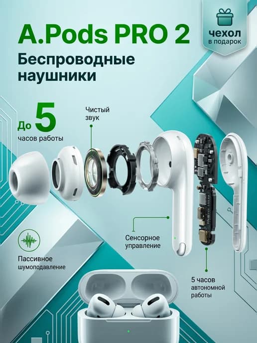 Наушники беспроводные A.Pods PRO 2 для iPhone и Android