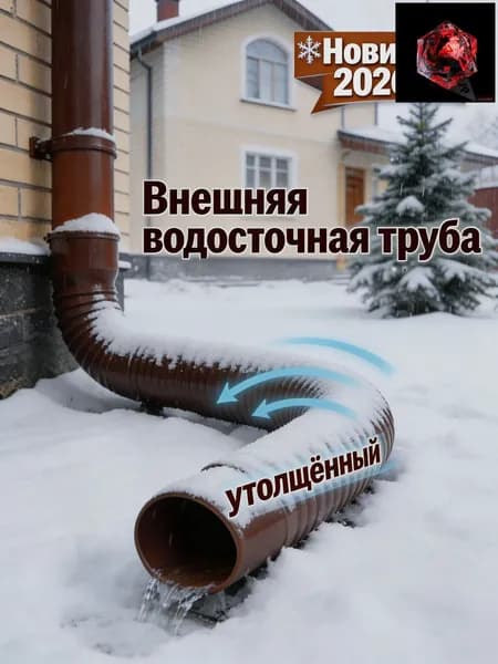 Труба водосточная гофрированная, ПВХ, диаметр 80/100 мм, для отвода дождевой воды.