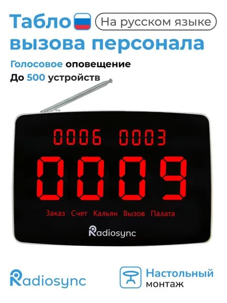 Табло вызова персонала, официанта, сотрудника, табло пейджер системы вызова Radiosync R22901
