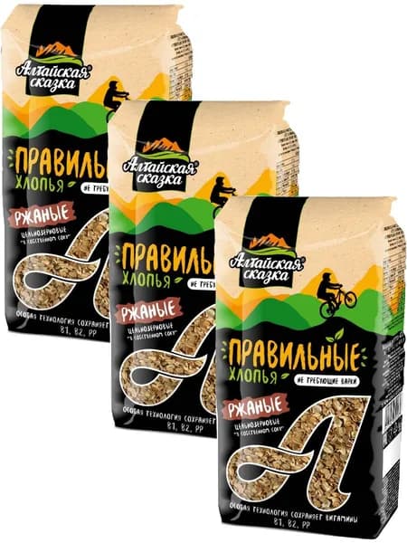 Хлопья ржаные "Алтайская сказка", 400 г * 3 шт