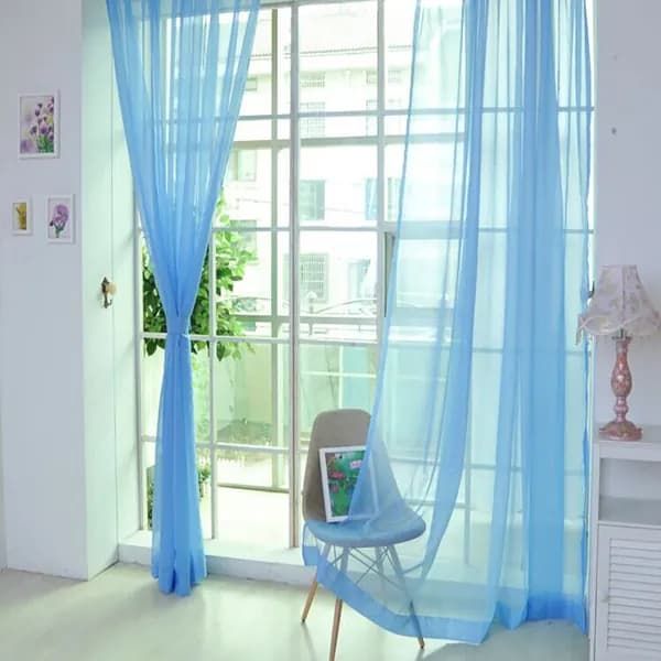 LEHOZIHEQ Тюль на люверсах 80x200 см 1 шт голубой