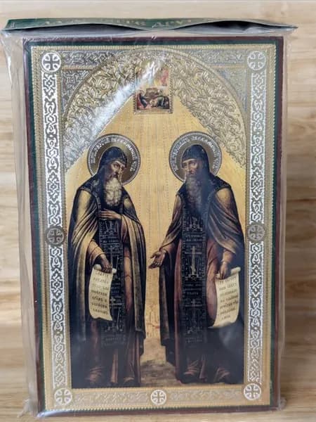 Икона Сергея и Германа Валаамский, приложенная к мощам