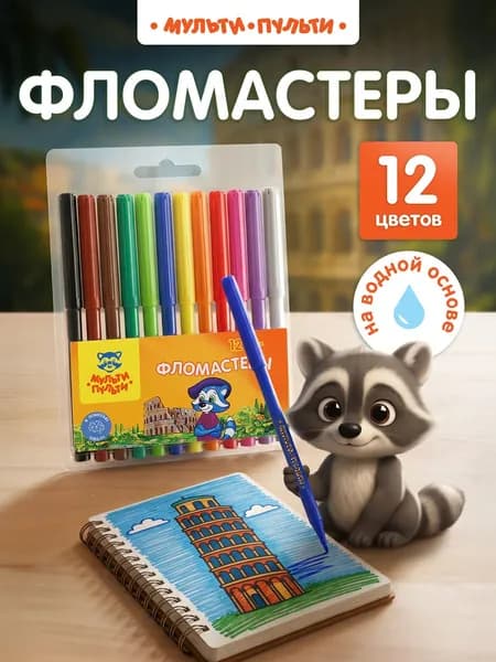 Фломастеры для рисования детские 12цв