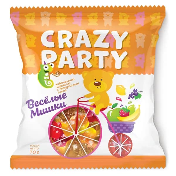 Мармелад Crazyparty Веселые Мишки фруктовое ассорти 70 г