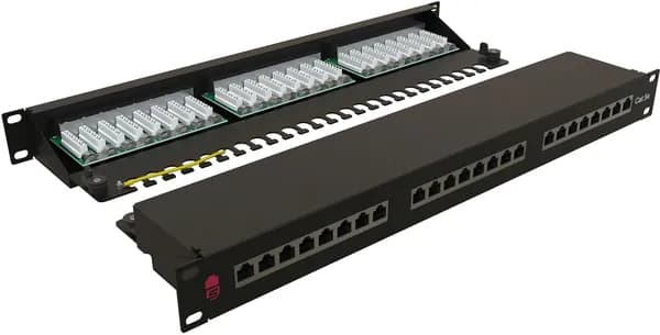 Патч панель 24 портов, SYSMATRIX, 19", 1U, 24xRJ45 кат.5E FTP, черная (PP 1901U.S245ES.N)