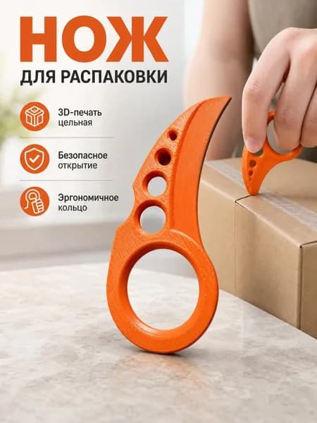 Экологичный цельный инструмент для вскрытия упаковок, изготовленный методом 3D-печати идеальный вариант для офиса.