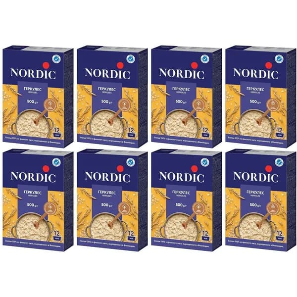 Хлопья Nordic Геркулес овсяные 500 г, набор: 8 штук