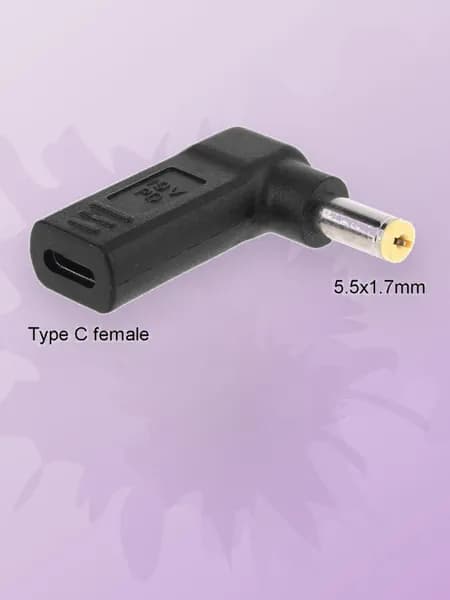 USB Type C разъем для преобразователя питания к 5.5x1.7mm 5315 5630 5735 5920, Черный
