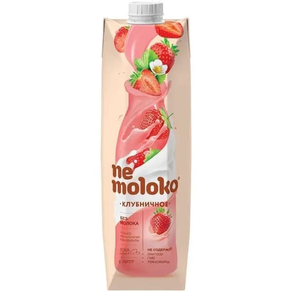 Напиток на соевой основе Nemoloko Клубничный для детей старше 3-х лет, 1л