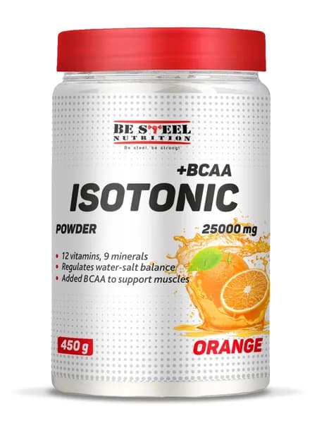 Изотонический напиток с БЦАА, изотоник Be Steel Nutrition Isotonic+BCAA Powder 450г (апельсин)