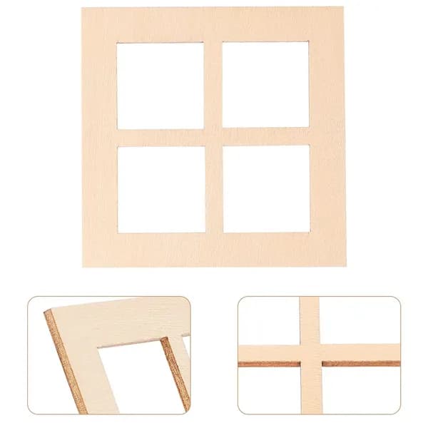 Миниатюрные деревянные оконные рамы с четырьмя створками для кукольного дома, набор 20 шт