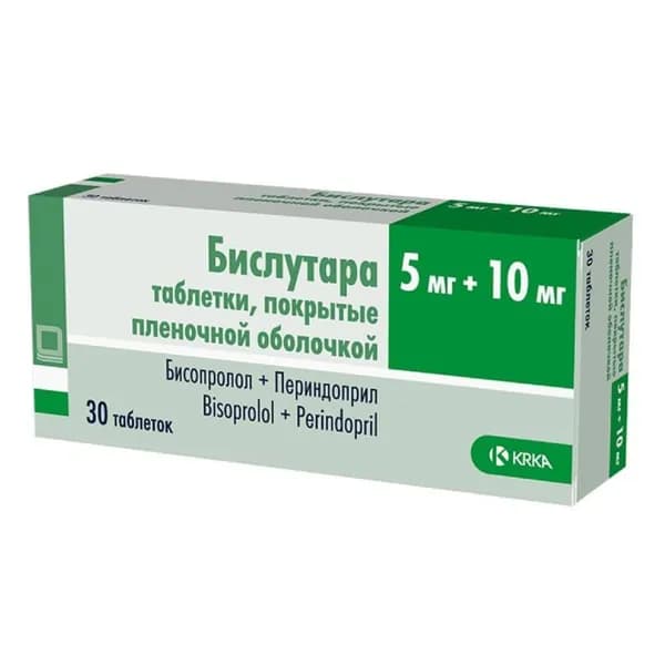 Бислутара, таблетки покрыт. плен. об. 5 мг +10 мг, 30 шт.