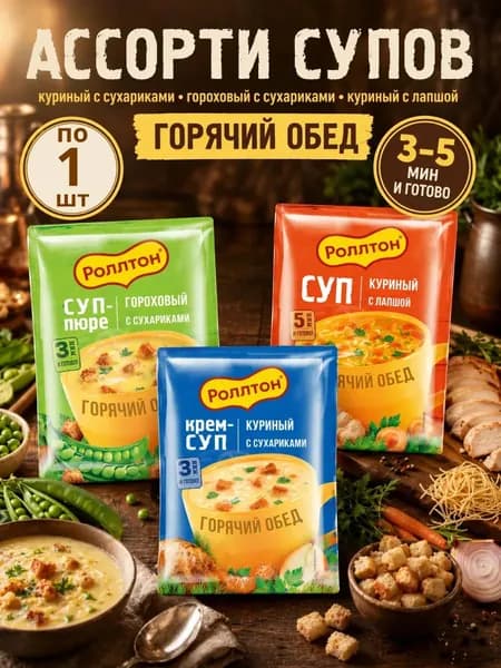 Набор супов быстрого приготовления, 3 пакета