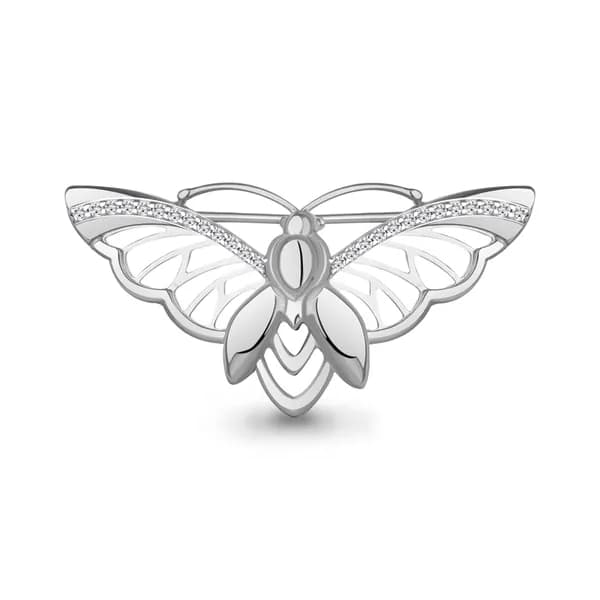 Серебряная брошь DIAMANT-ONLINE с фианитом 925 пробы