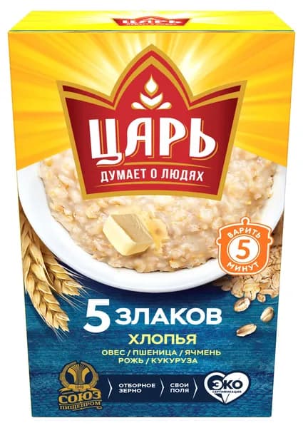 Хлопья ЦАРЬ 5 злаков, 400 г x 3 шт
