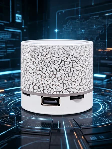 GJX Bluetooth колонка, беспроводная, компактная и портативная, с LED подсветкой, белая