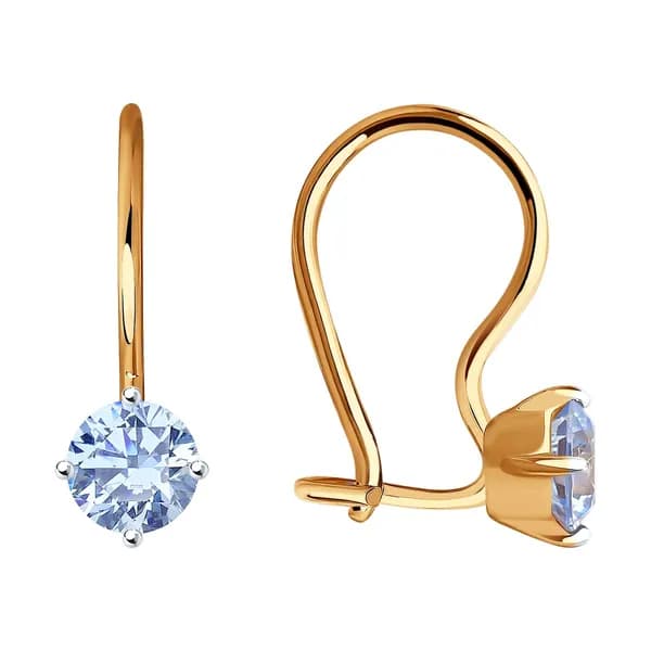 Золотые серьги DIAMANT-ONLINE с фианитом 585 пробы