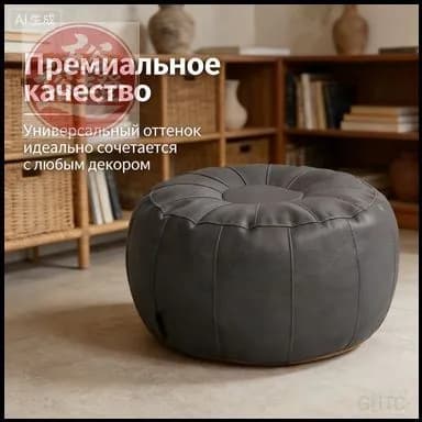 Бескаркасный пуф Трансформер, Винилискожа, Размер XXL,серый металлик
