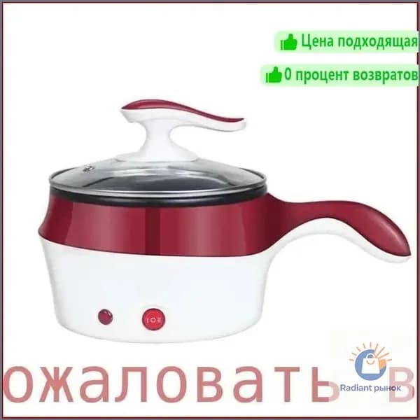 Сковорода 1.2 л, электрическая мультиварка, мгновенный нагрев, 2 передачи мощности огня, антипригарное покрытие, защита от перегрева, красный