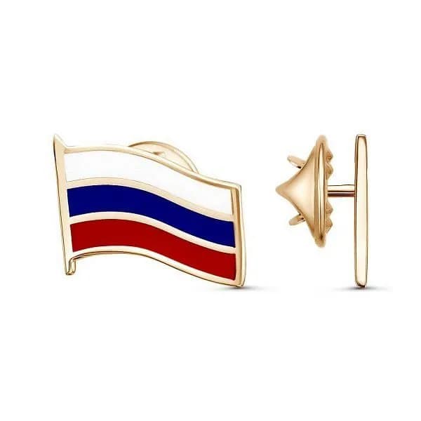 Красная Пресня Значок Флаг Российской Федерации из серебра 925 пробы с эмалью / 20*14 мм